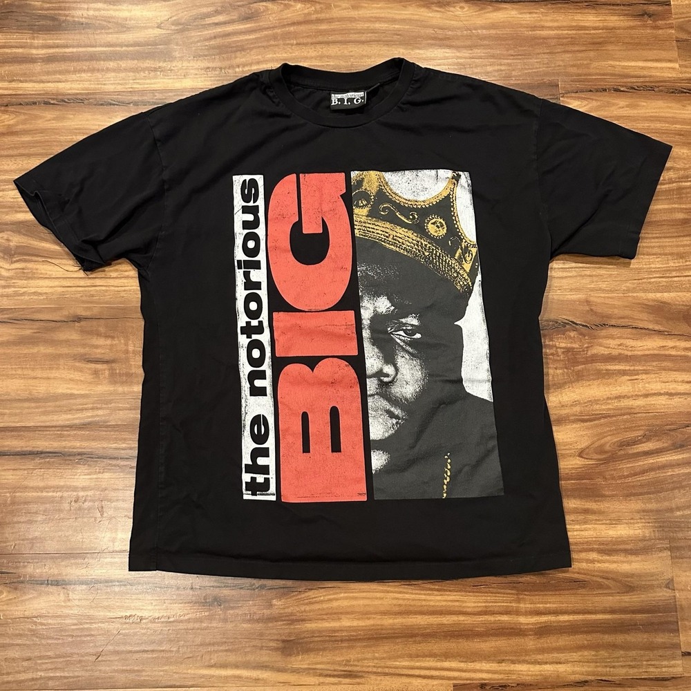The Notorious B.I.G. Shirt Mens Small Black Crown Portrait Graphic Tee Hip Hop